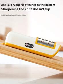 1pc Electric Knife Sharpener, Automatic Kitchen Knife Sharpener, Electric Professional Kitchen Knife Sharpening Tool, Fully Automatic Tableware Kitchen Knife Sharpener, Suitable For All Knives, Whetstone, Blade Grinder, With Anti-Slip Base. - Multicolor - View 7