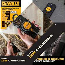 DEWALT Magnetic Phone Holder for Car Kit, Heavy Duty Wireless Charger, Vent Mount, Dash Mount, Charging Mounted Holders Cell Phone Holders for Your Car Accessories for Women Men for  17 16 15 14 - como en la foto - Ver 1