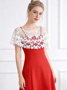 镂空花朵披肩，优雅纯色透气披肩，休闲斗篷，装饰披肩，适合派对、舞会、婚礼、新娘披肩，波西米亚风格