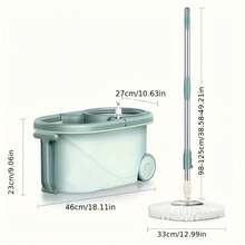 Set Of Spin Mop And Bucket With Wringer, Ideal For Bathroom Use, Including A 360° Spinning Mop Bucket System With Three Microfiber Mop Replacement Heads And A 61" Adjustable Stainless Steel Handle For Effective Floor Cleaning - 綠色升級 - 查看 11