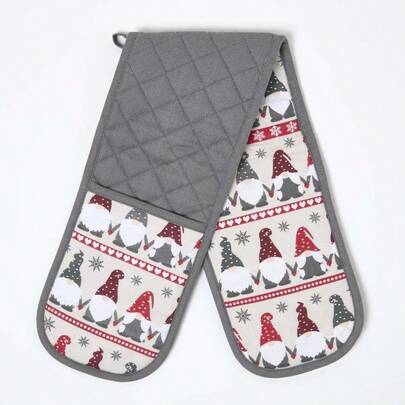 DreamEasy Christmas Festive Double Oven Glove | Available In 2 Options: Festive Xmas Gonks Or Festive Dogs | 100% Cotton | Fast UK Fulfilment | Trusted UK-Based Brand