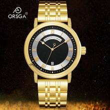 ORSGA Men's Automatic Mechanical Watch With Date, 50M Waterproof Stainless Steel Business Casual Watch - 銀色鋼帶黑面 - 查看 4