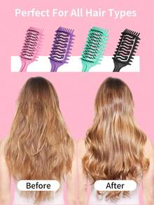 Curly Hair Brush,Curl Defining Vented Hair Brush,Gift Box Packaging,For Effortlessly Blow Drying Detangling And Shaping And Styling, Curl Defining Brush For Detangling Shaping And Styling Women's Curls, Vented Hair Brush For Wet & Dry Hair, Wide-Teeth Design, Reduce Pulling,Airflow Wet Hair Brush For All Hair Types For Women And Men - Multicolor - View 7