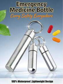 1/2/3个装便携式铝合金急救药盒！三种尺寸可选！防霉抗菌！钥匙扣设计！户外徒步、通勤、居家旅行急救必备