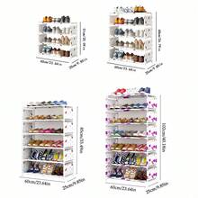 1pc Multi-Layer Plastic Storage Shoes Rack, Free Standing Shoes Rack, Easy Assembled Shoes Storage Shelf, Large Capacity Shoe Shelf, Suitable For Entryway, Hallway, Bedroom, Bathroom, Living Room - Purple - View 3