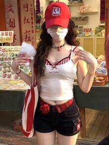 Sweet & Hot Girl Sleeveless Camisole Top, Sexy White Layering Cami Top For Summer, Cropped Sleeveless Shirt - White - View 3