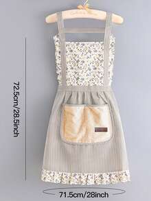 1pc Simple Fashion Floral Sleeveless Apron Durable Polyester Pocket Design Breathable Anti-Deformation Kitchen/Bathroom/Housework/Party Mother's/Father's Day/Graduation Practical - Multicolor - View 3
