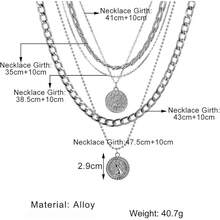 Todenb Layered Gold Pirate Necklace For Women Chunky Chain Pirate Jewelry 80s 90s Coin Pendant Necklace Pirate Costume Accessories,Silver - Bạc - Xem 6