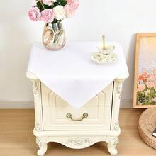 Eeivs Small Square Tablecloth 2 Pack 24 X 24 Inch Washable Polyester Cloth Solid White Heavy Duty Fabric End Table Cover For Bedside Table Bedroom Nightstand,White24inchx24inchSquare - White24inchx24inchSquare - View 1