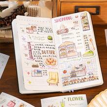 每包6张，日常图案，贴纸套装，创意DIY材料包，可用于装饰手机壳、剪贴簿、明信片、笔记本、杯子、相册、生日礼物，培养手工技能，返校季必备 - 彩色 - 查看 3