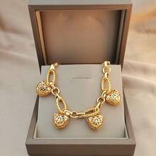 24k Gold-Plated Copper Bracelets,Heart Locket Charm Suitable For Women To Wear Wedding Party Gifts On A Daily Basis