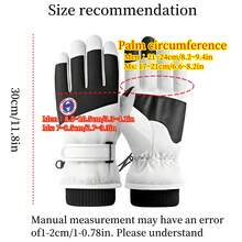 Men's Waterproof, Windproof, Touchscreen Compatible, Warm, Thick, Thermal Lined Ski Gloves, Nylon Material, Faux Leather, Hook And Loop Closure, Suitable For Outdoor Sports And Cycling In Winter - Multicolor[One Size] - View 2