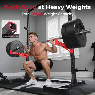  FLYBIRD Squat Rack With Pull-Up Bar, Adjustable Multi-Functional Power Rack, Inner Width Squat Rack Stand Suitable For 6FT,7FT Barbell For Home Gym Equipment