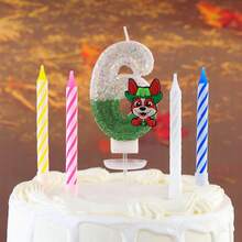 Paw Patrol 5支汪汪队主题数字蜡烛，1支数字蜡烛和4支柱状蜡烛，蛋糕装饰，派对闪光创意生日蜡烛，适用于各种节日装饰 - 彩色 - 查看 22