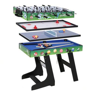 Multi-Functional Gaming Table HLC Portable Combination Table Set 4-Foot Gaming Table With Accessories, Including Football Table, Table Tennis Table, Billiards Table, And Air Hockey Table. Suitable For Adult Family Birthday Gatherings. Green Version.