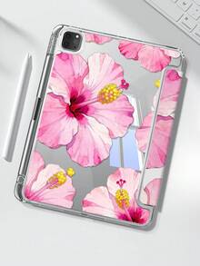 This Beautiful And Adorable Cartoon Pink Flower And Grass Double-Sided Acrylic Transparent Crystal Back Cover Is Shock-Resistant And Durable, Suitable For IPad 7th, 8th And 10th Generation (10.2 Inch). It Has A Built-In Pen Slot, Supports Sleep/Wake Function And Multiple Folding Stand Modes. It Is An Ideal Choice For Halloween And New Year Gifts. - Multicolor - View 1