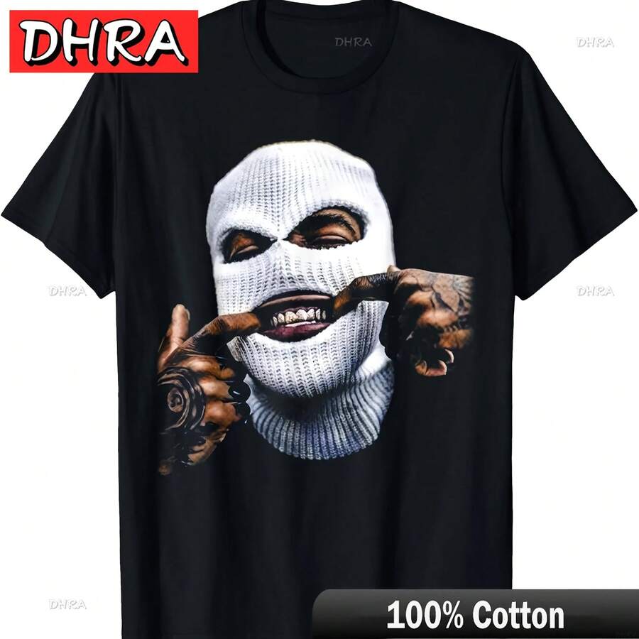 FUNNY GANGSTER GANGSTA HIP HOP HIPHOP GOLD TEETH HUSTLE T-Shirt Tees Unique Aesthetic Y2K Tees Shirts for Funny Shirts Japan - Negro - Ver 1