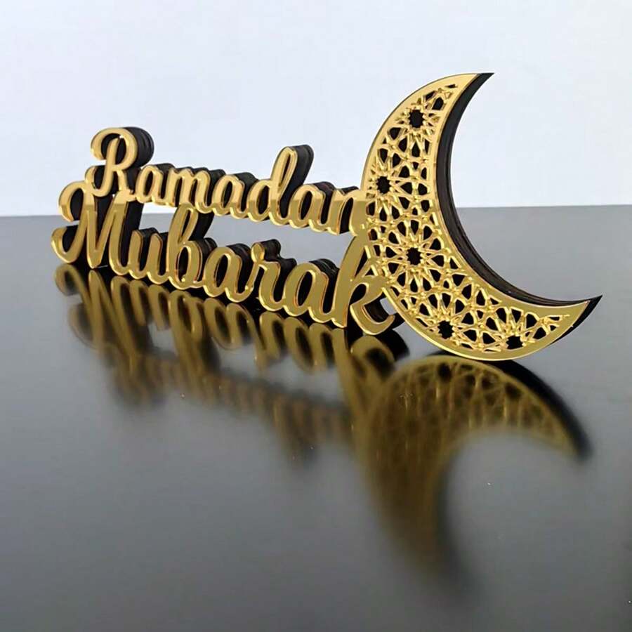 1pc Gold Acrylic 3D Letter Tabletop Decor, Holiday Home Decoration - Multicolor - View 1