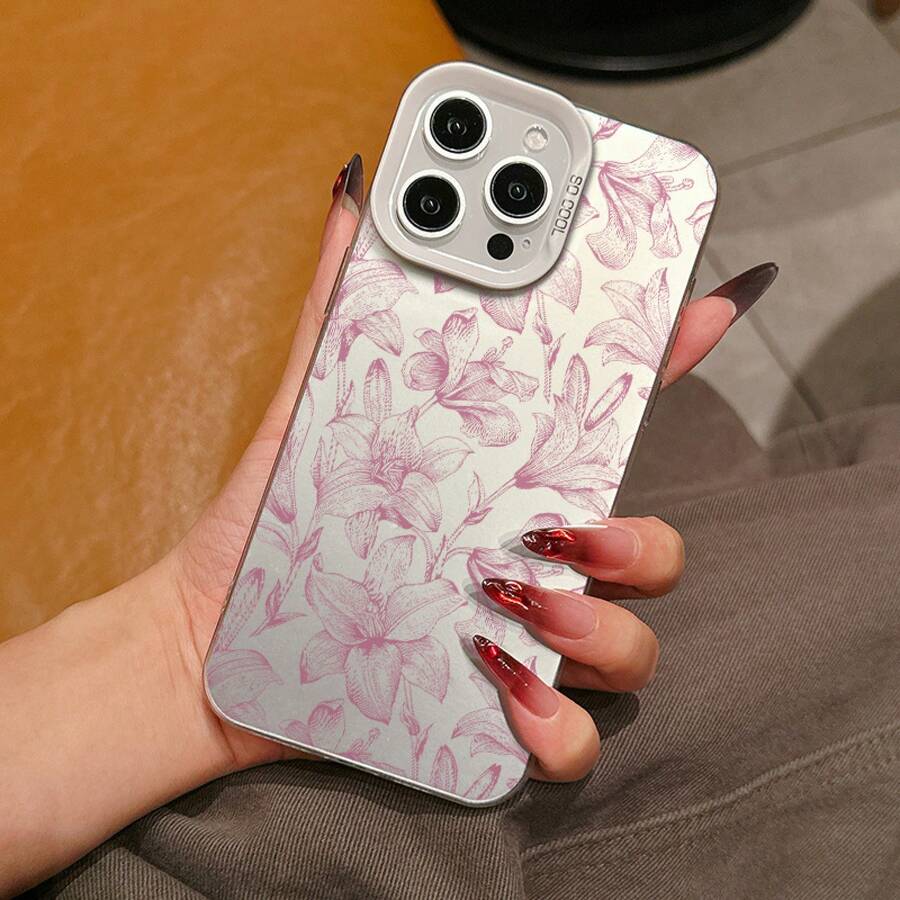 Funda protectora de precisión a prueba de golpes de TPU con estampado floral plateado integrado para Apple 6/7/8/X/Xs/Xr/Xs Max/11/12/13/14/15/16/17 Pro Max, adecuada como regalo de cumpleaños y Navidad para parejas, mujeres, hijas, novios, novias, chicas adolescentes. - Colores mixtos - Ver 1