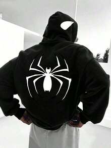 WeStyle Hub Valentine's Day 1 Pcs2025250g Polyester Fiber Men's Hooded Sweatshirt With Long Sleeved ,Halloween Spider Web Pattern Print, Fashionable And Loose Casual Fleece Sweatshirt Suitable For Autumn And Winter Wear On The Streetlong Sleeve Tops,Tops,Hoodies,Hoodie,New Years Outfit Women,Long Sleeve Tops Women,Christmas Outfit Women180g 100% Cotton - Red - View 11