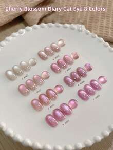 MISSMONDAY 1 Bottle Of 15ml Sakura Pink Cat Eye Gel Nail Polish, Super Bright Removable UV Gel Mirror Glass Cat Eye Magnetic Gel Nail Polish, Semi-Permanent, Suitable For Seasonal Nail Art, DIY Manicures, Salon And Home Use. - Hồng - Xem 2