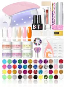 coscelia Bộ dụng cụ làm móng acrylic màu hồng pha lê, bột móng màu hồng trong suốt, trắng, màu da, cam, bộ dụng cụ làm móng nghệ thuật bột pha lê, quà tặng tự làm móng cho nữ tại nhà. - Nhiều màu - Xem 9