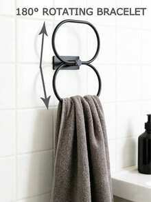 1个壁挂式毛巾架，免打孔毛巾环浴室收纳架，适用于厨房、浴室和洗衣房，不锈钢毛巾环，毛巾架，免钻孔抹布架，重型毛巾架，面巾架，挂钩，浴室收纳盒，五金配件，浴室毛巾架浴室配件，多种颜色可选 - 彩色 - 查看 4