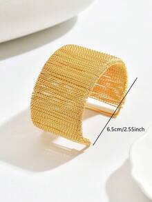 1 pieza Brazalete abierto de mujer de estilo minimalista, de metal y multicapa, envuelto, adecuado para uso diario - Dorado - Ver 4