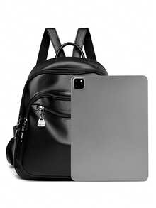 Women's Soft Leather Backpack Student School Bag Female High Quality Rucksack Multi-Functional Ladies Shoulder Bags Commuting - Black - View 9