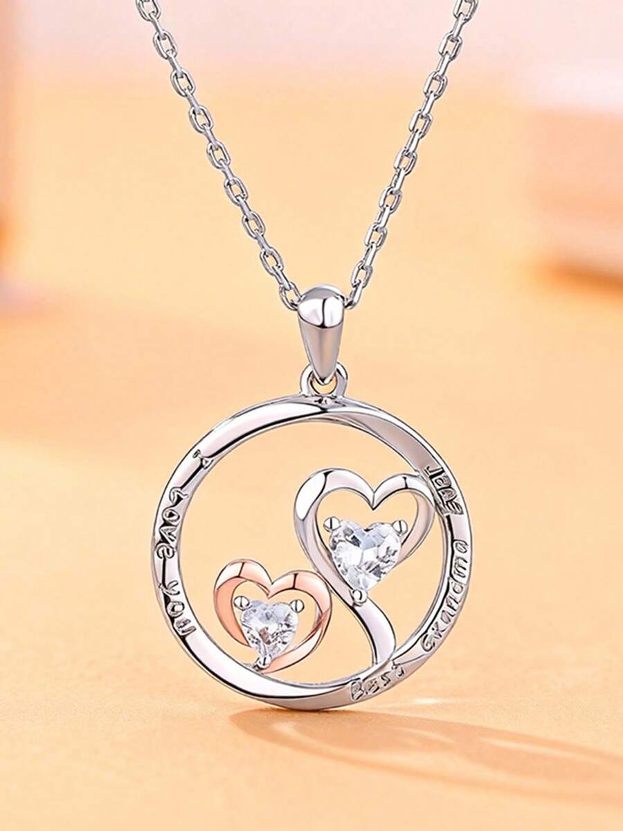 1pc Minimalist Double Heart Pendant Necklace, Fashionable Women's Heart Necklace, Versatile For Daily Wear, Valentine's Day & Holiday Gift - Necklace 0087 - View 1