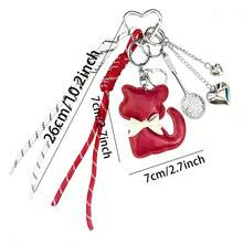 Cat Badminton Racket Keychain Creative Heart Rope Decorated Key Ring Car Pendant Bags Charms