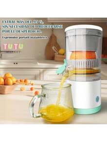 Exprimidor EléCtrico InaláMbrico, Recargable, MáQuina Exprimidora De CíTricos Con Carga USB, PortáTil Exprimidor Manual Con Cable De Carga, Extractor De Frutas PortáTil Con USB, MáQuina InaláMbrica De Jugo De CíTricos, Exprimidor EléCtrico De CíTricos, Prensa PortáTil Para Naranja, LimóN Y Pomelo, De Un Solo BotóN, FáCil De Usar Y Limpiar, Para Uso DoméStico, Dormitorio, Viaje Y Exterior, Adecuado Para Naranjas, Limones, Pomelos Y Otras Frutas - Blanco - Ver 6