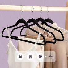 高级天鹅绒衣架，防滑薄绒毛衣架，结实耐用的衣物衣架，重型外套和西装衣架，适用于衣柜的耐用西装衣架，理想的衣柜用品 1个 - 彩色 - 查看 1