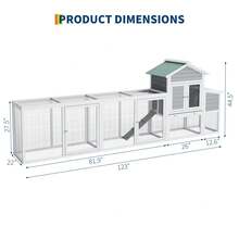 Jaula grande para pollo con techo impermeable y resistente a los rayos UV, gallinero de madera de 122 pulgadas con caja nido, bandeja deslizante y rampa, jaula para gallineros para patio trasero - Blanco - Ver 8