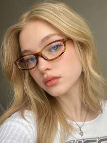 1 Pair Women's Leopard Print Cat Eye PC Frame Retro Fashion Small Frame Casual Glasses - Multicolor - View 1