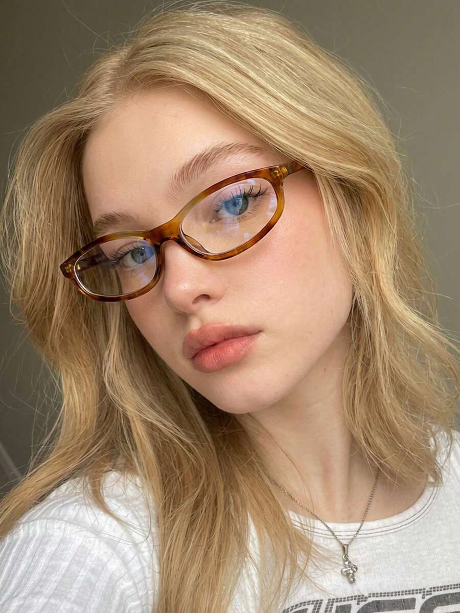 1 Pair Women's Leopard Print Cat Eye PC Frame Retro Fashion Small Frame Casual Glasses - Multicolor - View 1