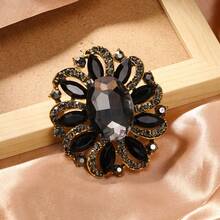 Fashion Creative Brooch Alloy Diamond Diamond Flower Crystal Glass Women's Clothing Accessories Corsage - HC0269黑色 - 查看 11