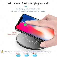 15W Wireless Charger, Compatible With IPhone 17/16/15/14/13/12 Pro/XS Max/Mini/X/X/XR, Inductive Fast Wireless Charging Pad, Compatible With Samsung - Black - View 5