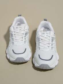 Women's Thick Sole Platform Sneakers, Fashionable Style, Shaping, Non-Slip, Lightweight, Breathable Mesh, Casual Running Shoes, Spring/Autumn - Grey - View 7