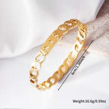 1 chiếc vòng tay nữ bằng thép không gỉ hình ba ngôi sao rỗng, màu vàng/bạc, quà tặng trang sức cổ điển. - vòng đeo tay - Xem 4