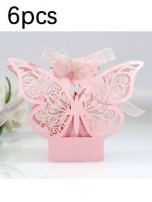 6 piezas Cajas de regalo con forma de mariposa 3D huecas de color rosa/morado, cajas de recuerdo para bodas, envoltorios de caramelos de papel, cajas de decoración para fiestas, adecuadas para bodas, San Valentín, cumpleaños, despedidas de soltera - Multicolor - Ver 13