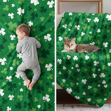Horaldaily St. Patrick's Day Flannel Blanket Throw, Spring Shamrock Green Leaves Soft Fuzzy Plush Cozy Fleece Blankets For Couch Sofa Bed Lounging, Ideal Gifts For S Adults Self, 50x60,As Valentine's Gifts Birthday Gifts, Family, Wedding, Souvenir Blankets, Polyester Blankets Suitable For All Seasons, Washable, Machine Washable, Lightweight, Breathable, Comfortable, Warm, Unique, 280gsm For Him, Her Personalized Ideal Gifts For Her, Him, Family, Friend, Friend, Father, Family, Mother, Lover, Daughter, Son, Grandfather, Grandmother, Friend, Classmate, Pet. Perfect Nap, Camping, Travel, Home, Daily Life, Office Decoration, Birthday, Anniversary, Valentine's Day, Thanksgiving, Christmas, Halloween, Mother's Day, Father's Day, Wedding, New Year Gifts ,Sofa,Bed,Car,Bedroom,Living Room,Office, Outdoor Camping, Beach,Wall Decoration - 彩色 - 查看 4