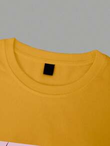 Y2K Anime Eye Print Oversized T-Shirt, Loose Fit, Premium Soft Fabric, Summer/Spring - Mustard Yellow - View 6