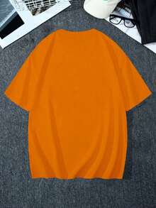 Y2K Anime Eye Print Oversized T-Shirt, Loose Fit, Premium Soft Fabric, Summer/Spring - 橘色 - 查看 2
