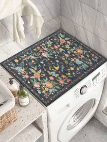 1pc Washing Machine Mat, Suitable For Top Load Washer And Dryer - Non-Slip, Absorbent, Quick Dry, Refrigerator Cover Mat - Decorative Kitchen Protective Pad - Dark Green - View 2