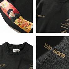 TendenciaSuéter De Punto Vintage Para Mujer Con Estampado De Van GoghCalidad premium - Negro - Ver 5