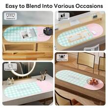 Checkered Pattern Desk Pad Protector, 35.5 X 13'' Aesthetic  Mat For Desktop, Waterproof PU Leathe Non-Slip Desk Writing Pad For Office And Home, Blue-Green Pink - Blue-greenPink - View 7