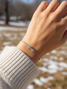 1件优雅925纯银波浪纹理手链，送给姐妹和朋友的珠宝礼物