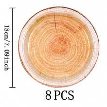 7/9英寸树桩一次性餐盘套装，派对餐盘，一次性纸盘，纸杯，餐巾纸，适用于婚礼、订婚、生日、婚宴餐具 - 彩色 - 查看 13