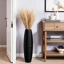 Floor Vase, 27.5 Inches 70cm, 2.3FT Tall Large Floor Vase, Sturdy, Luxury, Textured, Vessel For Decorative Branches Dried Flowers, Tall Vase For Decor, Resin Black - Cao Đen - Xem 4
